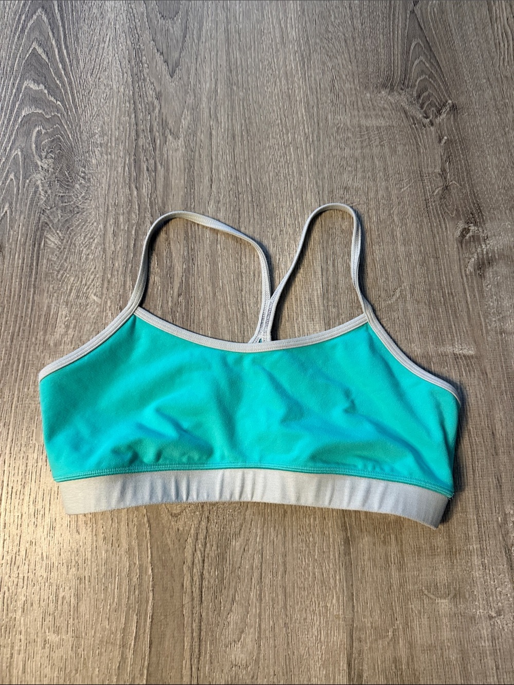 lululemon athletica Teal and Cream y flow Strappy Sports Bra
